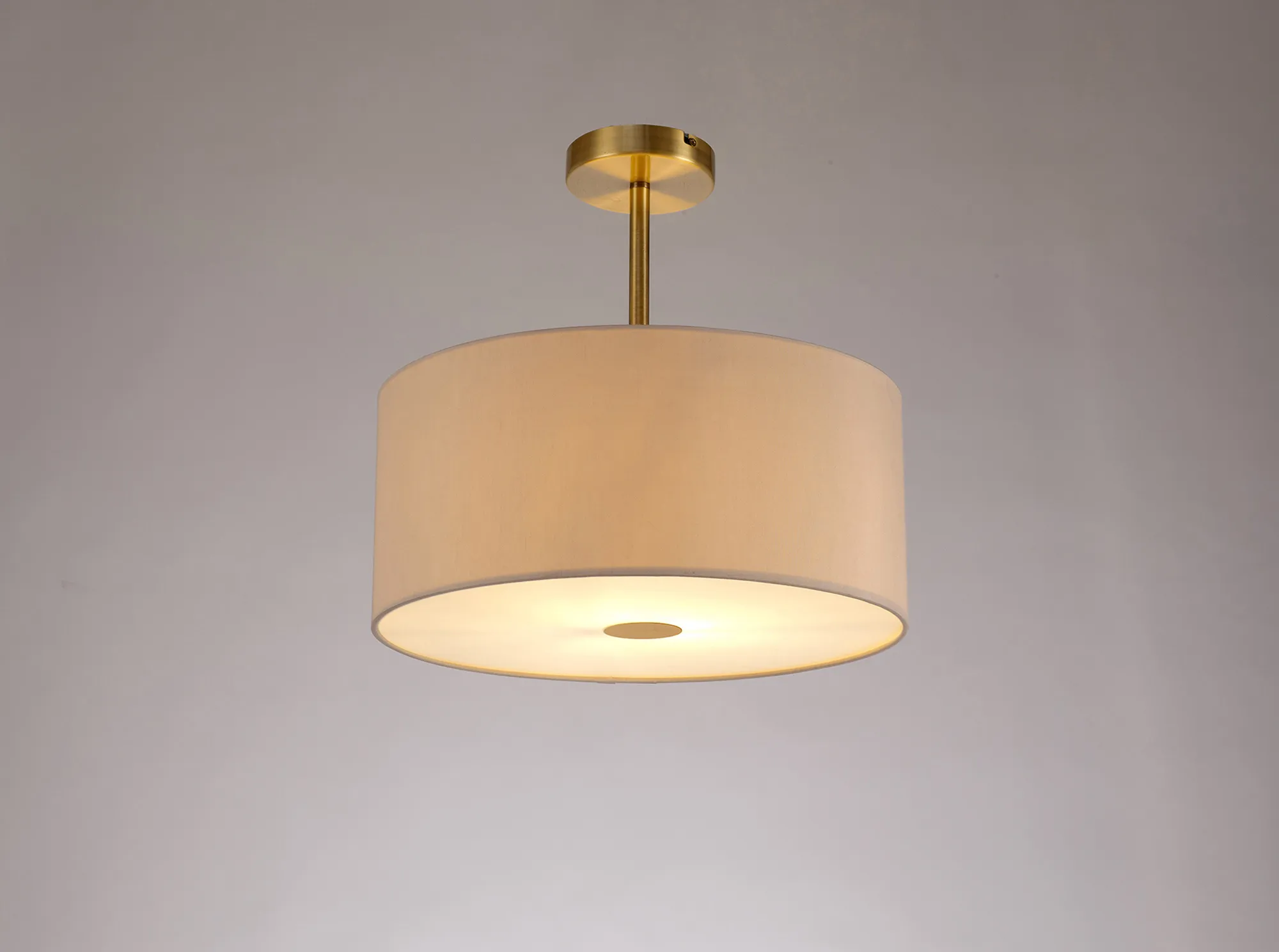 Baymont 40cm Semi Flush 1 Light Antique Brass, Nude Beige/Moonlight, Frosted Diffuser DK0176  Deco Baymont